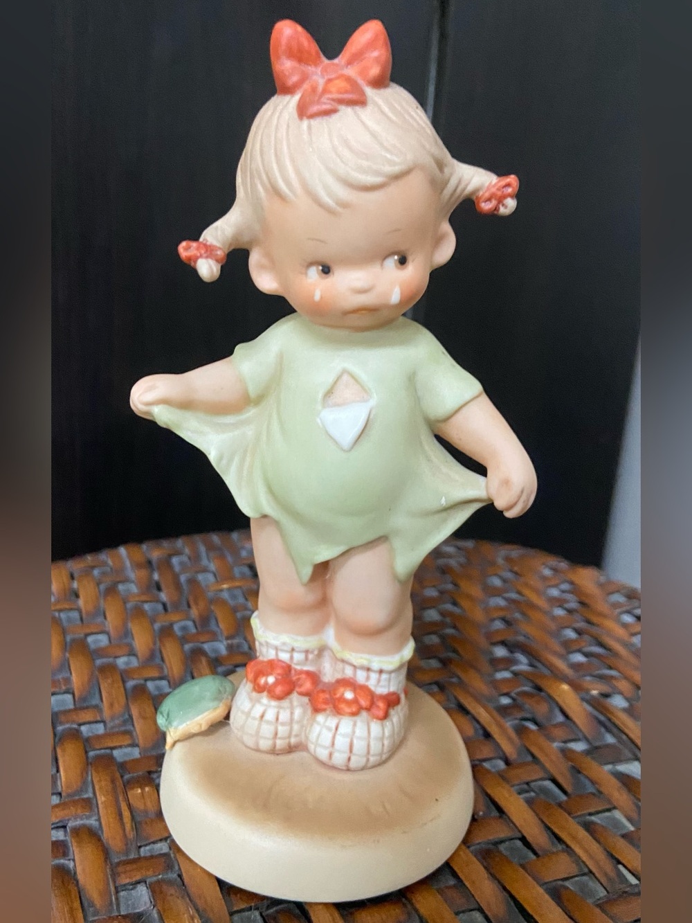 Vintage Lucie Attwell, Enesco, “Mommy I teared it” Little Girl Figurine